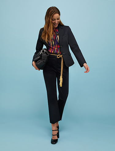 Cropped-Blazer aus technischem Jersey - marineblau - MAX&Co.
